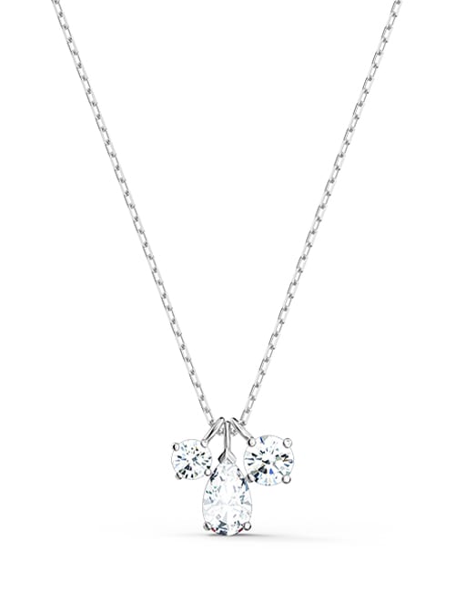 Attract pendant, White, Rhodium plated