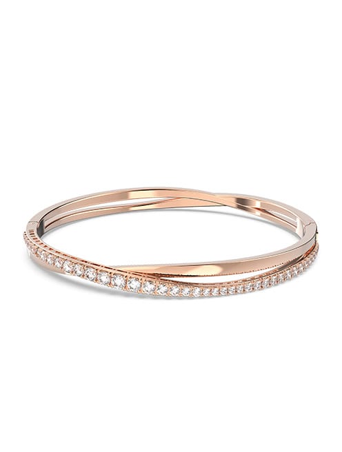 Twist bracelet White, Rose gold-tone plated