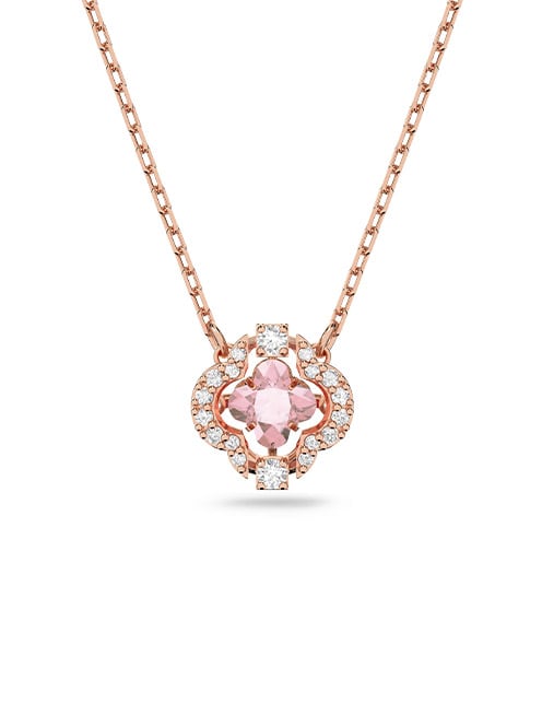 Swarovski Sparkling Dance necklace Clover, Pink, Rose gold-tone plated