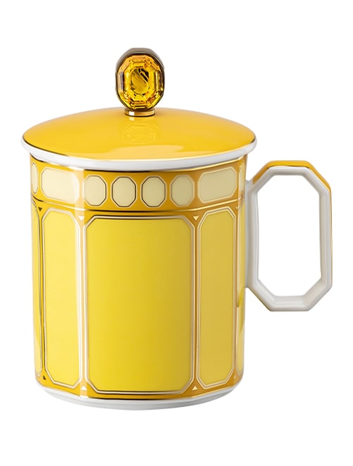 Signum mug with lid, Porcelain, Yellow