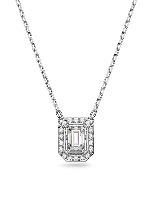 N&aacute;hrdeln&iacute;k Millenia, Swarovski Zirconia se čtyřhrann&yacute;m v&yacute;brusem, b&iacute;l&aacute;, pokoveno rhodiem