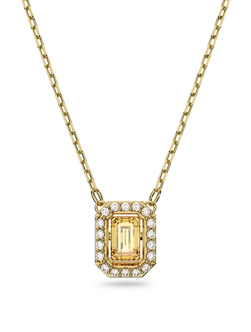 Millenia necklace, Octagon cut Swarovski Zirconia, Yellow, Gold-tone plated
