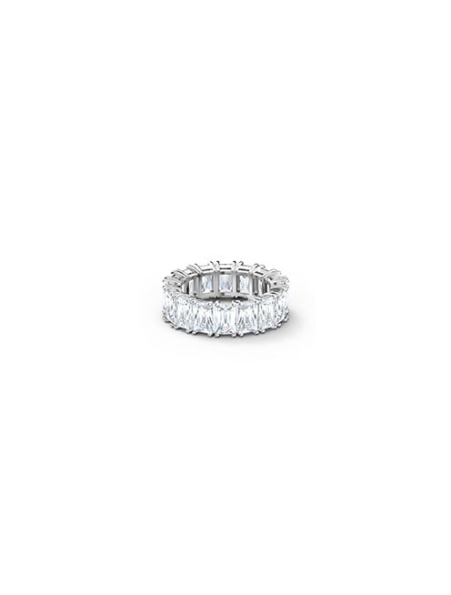 Vittore wide ring, White, Rhodium plated