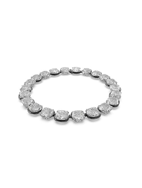 Harmonia choker, Cushion cut crystals, White, Mixed metal finish