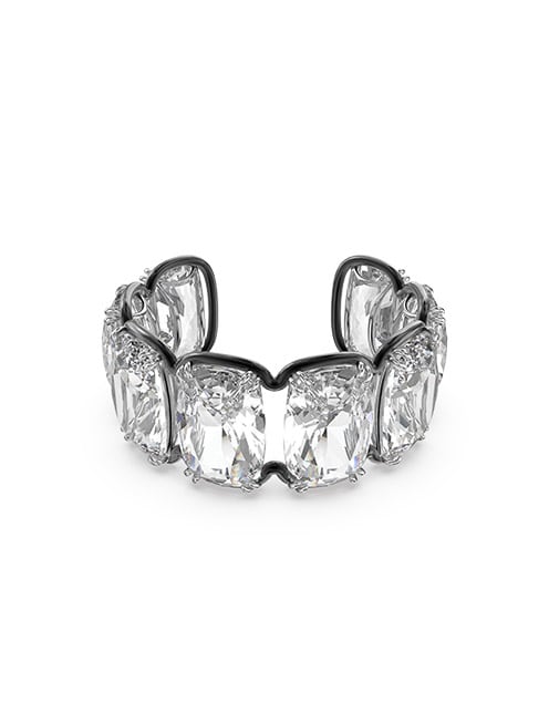 Harmonia cuff, Oversized floating crystals, White, Mixed metal finish
