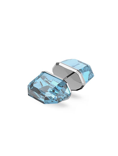 Lucent stud earring, Single, Blue, Rhodium plated
