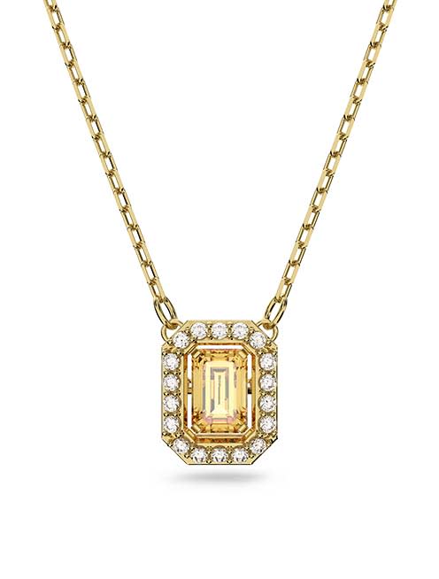 Millenia necklace, Octagon cut Swarovski Zirconia, Yellow, Gold-tone plated