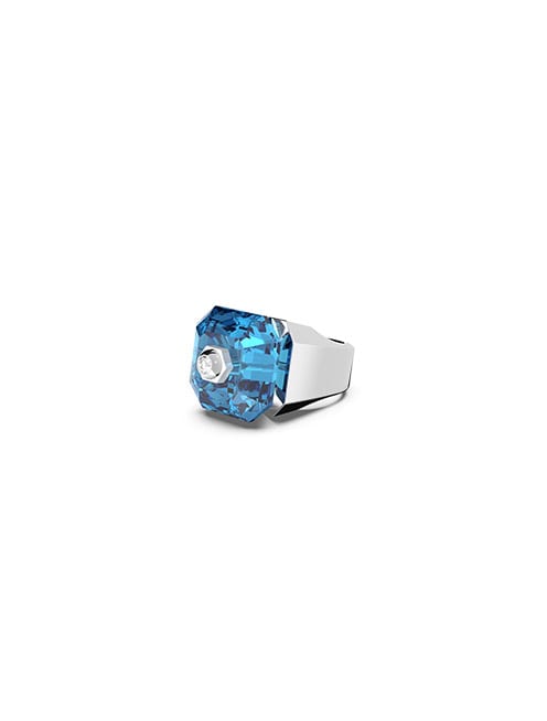 Numina ring, Blue, Rhodium plated