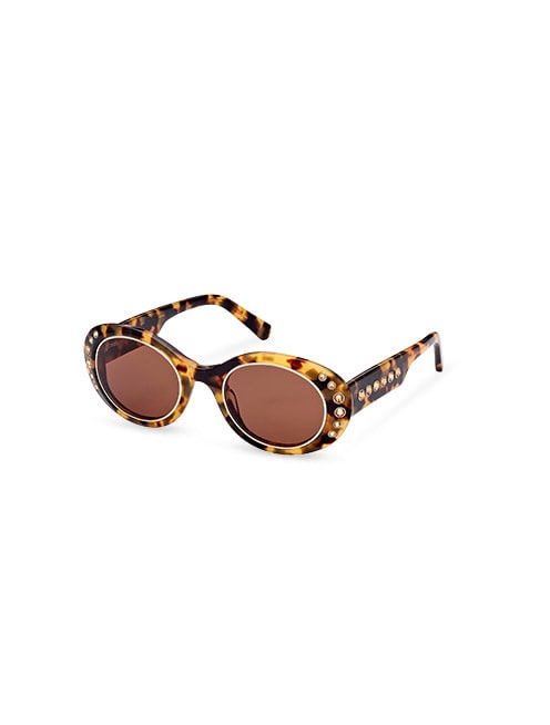 Sunglasses, Oversized, Pavé crystals, Brown