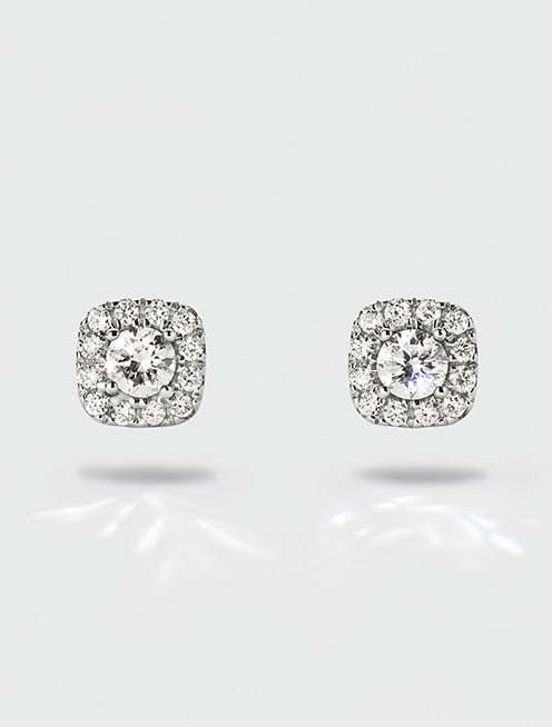 Swarovski Created Diamonds Collection Essentials stud earrings, Diamond TCW 0.30 carat, Center Stone 0.09 carat each, Sterling Silver, Rhodium plated