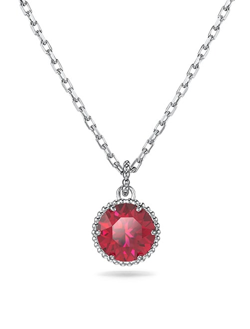 Přívěsek Birthstone, Červenec, červený, pokoveno rhodiem