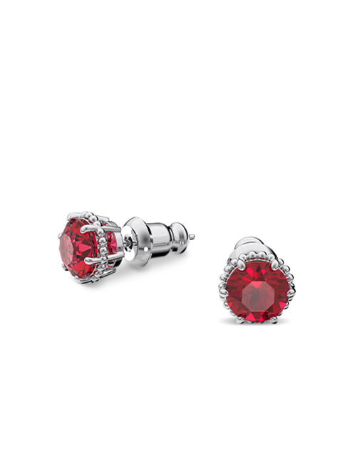 Peckové náušnice Birthstone, Červenec, červené, pokoveno rhodiem