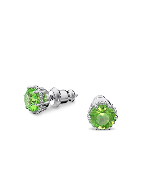 Peckové náušnice Birthstone, Srpen, zelené, pokoveno rhodiem