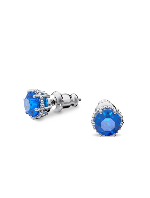 Peckové náušnice Birthstone, Září, modré, pokoveno rhodiem