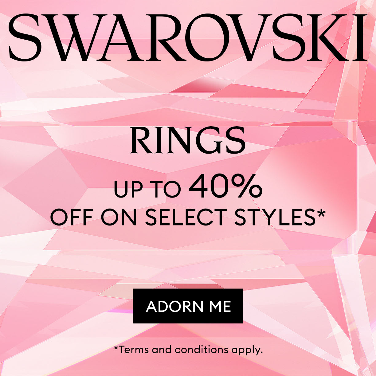 Swarovski rings up to 40% off selected styles*