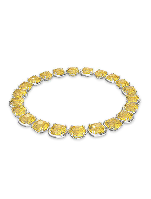 Harmonia choker, Cushion cut, Yellow, Rhodium plated