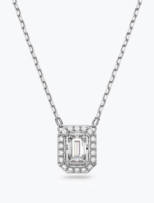 Millenia necklace, Octagon cut, White, Rhodium plated