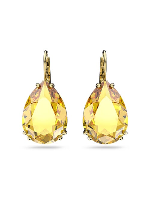 Millenia drop earrings Pear cut, Yellow, Gold-tone plated