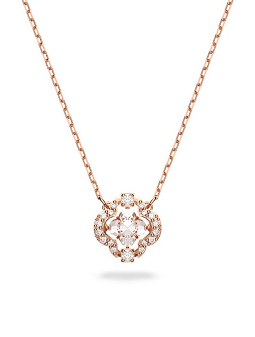 Swarovski Sparkling Dance necklace White, Rose gold-tone plated