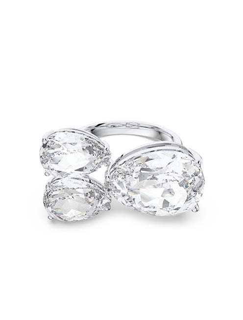 Millenia cocktail ring Pear cut, White, Rhodium plated