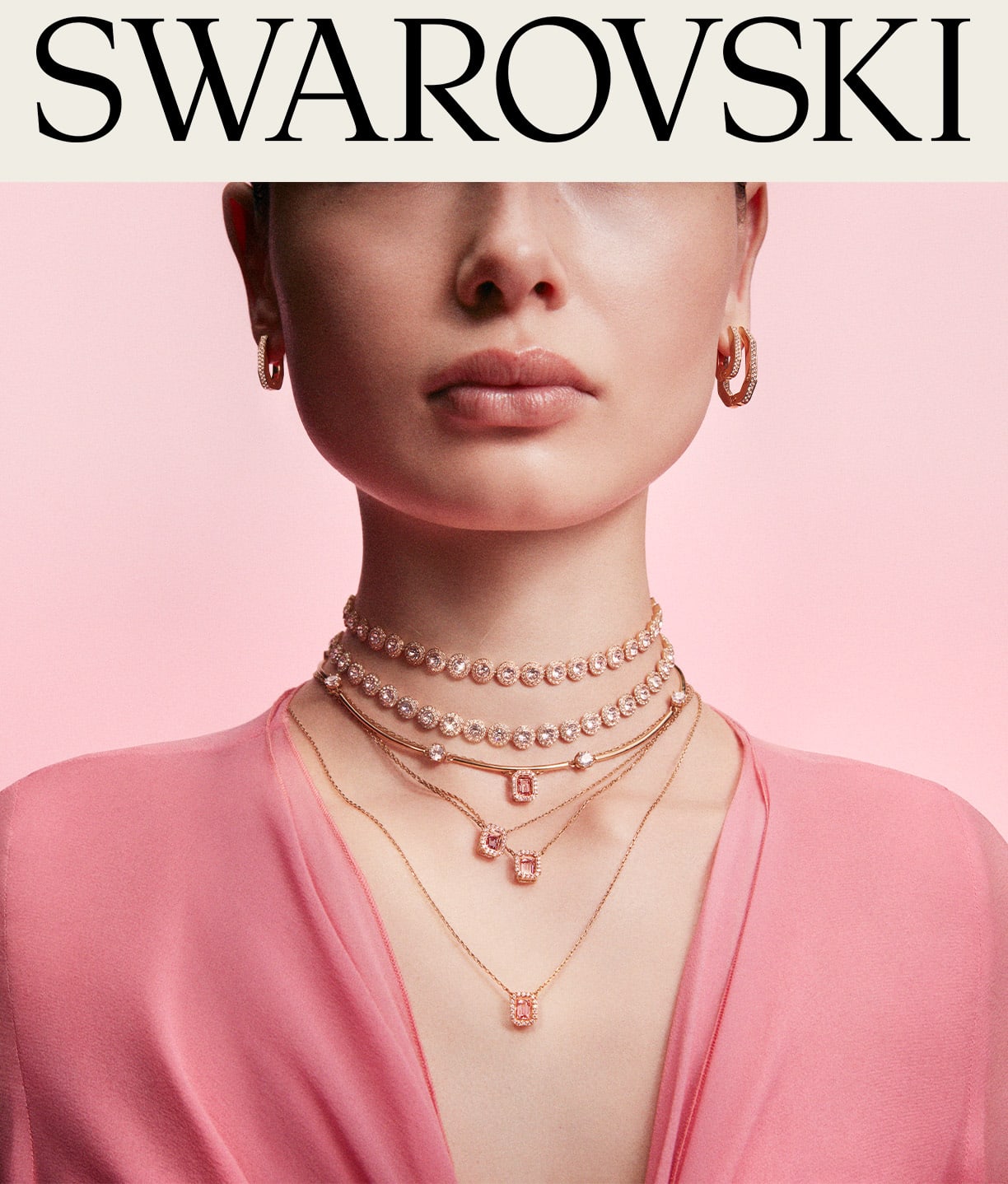 Pastelově růžové náhrdelníky Swarovski