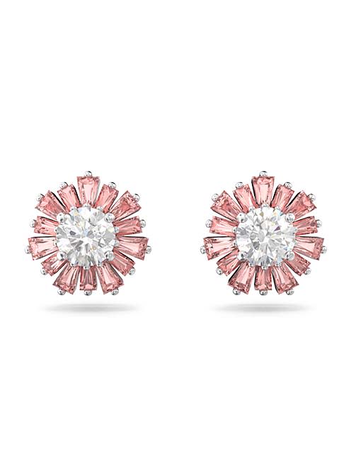 Sunshine stud earrings, Pink, Rhodium plated