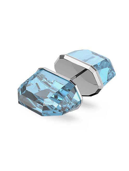 Lucent stud earring, Single, Blue, Rhodium plated