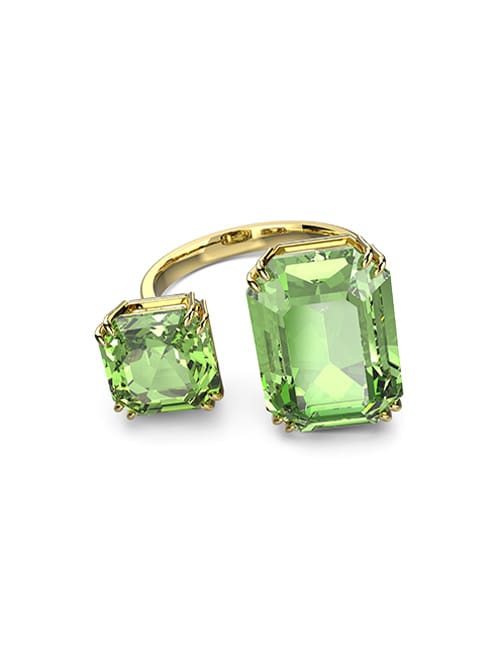 Millenia cocktail ring, Octagon cut, Green, Gold-tone plated