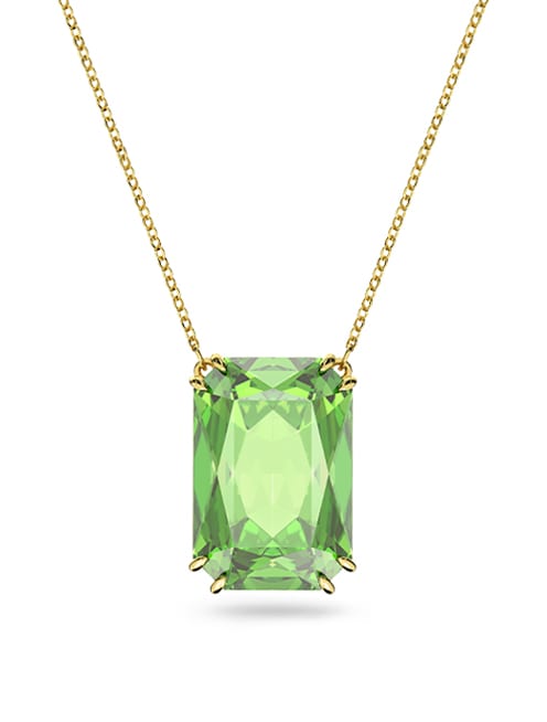 Millenia pendant, Octagon cut, Green, Gold-tone plated