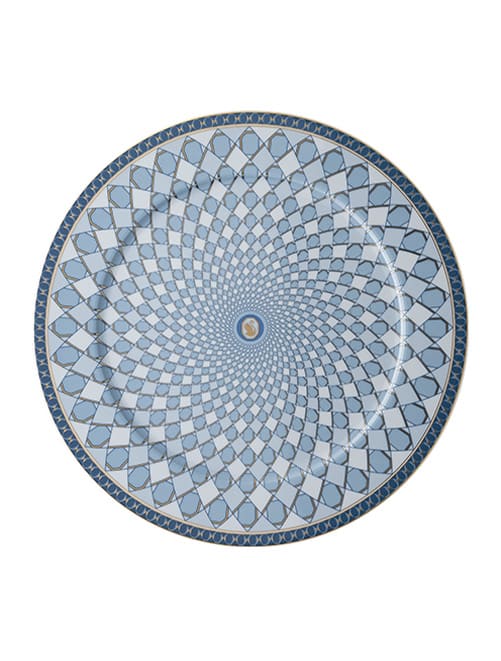 Signum service plate, Porcelain, Blue