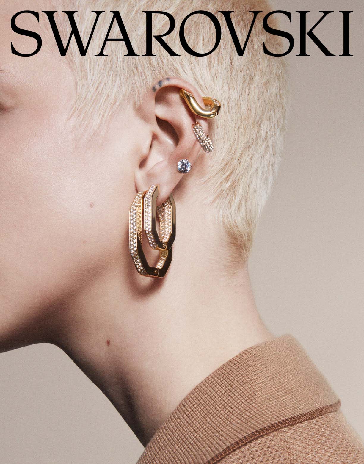 Náušnice Swarovski ve zlatém odstínu