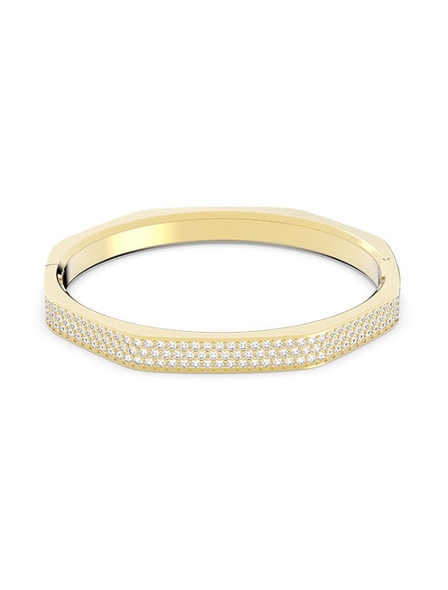 Dextera bangle, Octagon, Pavé, White, Gold-tone plated