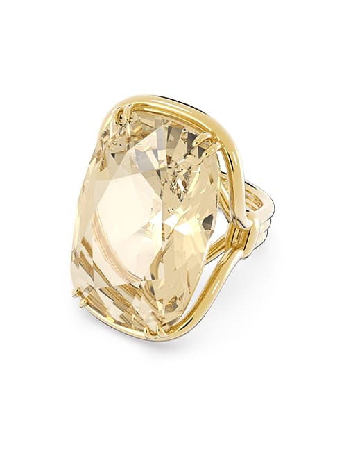 Harmonia cocktail ring, Oversized crystal, Gold tone, Gold-tone plated