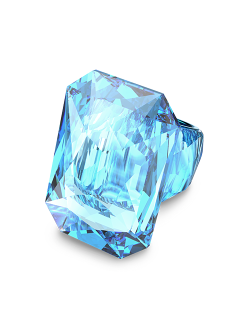 Lucent cocktail ring, Oversized crystal, Blue