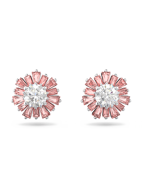 Sunshine stud earrings, Sun, Pink, Rhodium plated
