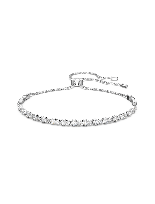 Subtle Trilogy bracelet, White, Rhodium plated