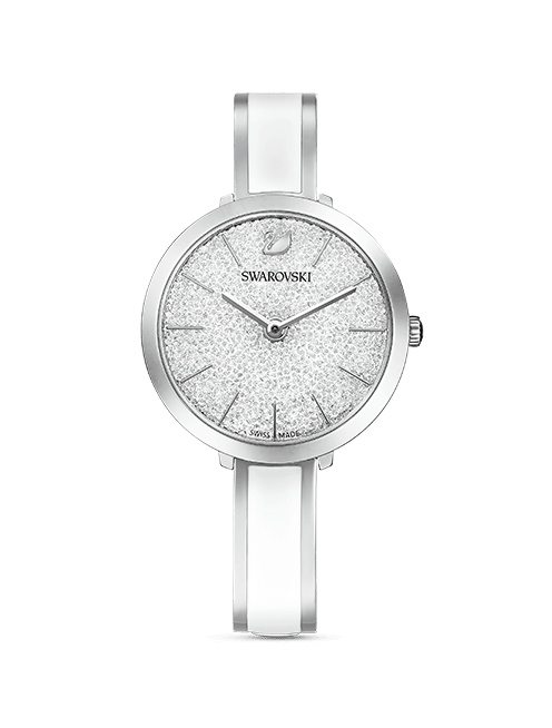 Crystalline Delight watch, Swiss Made, Metal bracelet, White, Stainless steel