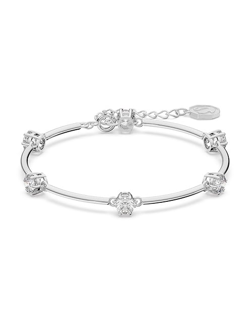 Constella bangle, Round cut, White, Rhodium plated