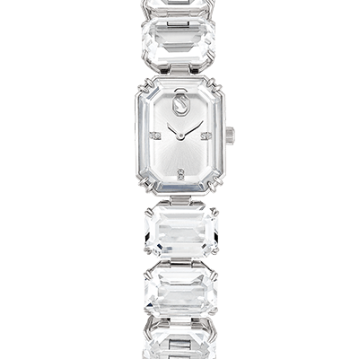 Watch, Octagon cut, White, Stainless Steel