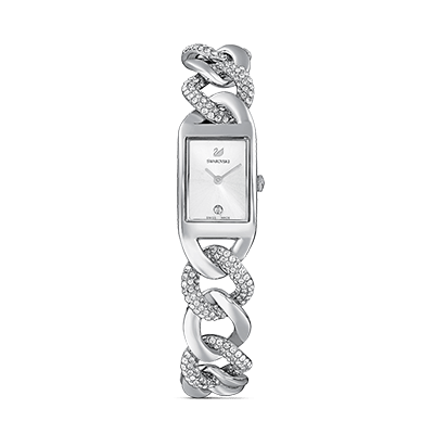 Cocktail watch Swiss Made, Metal bracelet, Silver tone, Stainless steel