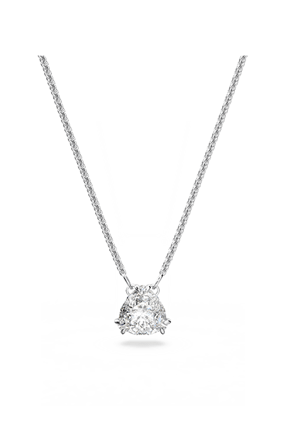 Millenia pendant, Trilliant cut, White, Rhodium plated