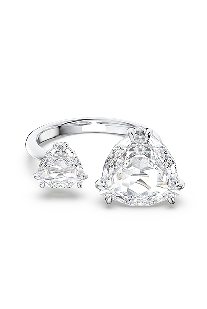 Millenia cocktail ring Trilliant cut, White, Rhodium plated