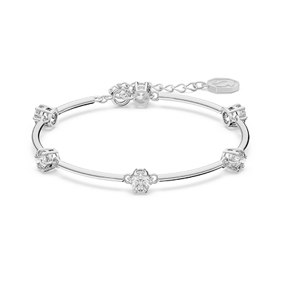 Constella bangle Round cut, White, Rhodium plated
