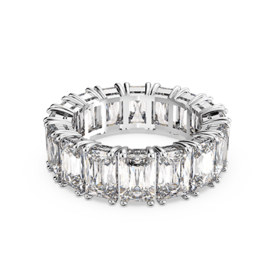 Vittore ring Rectangular cut, White, Rhodium plated