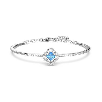 Pevný náramek Swarovski Sparkling Dance, jetel, modrá, pokoveno rhodiem