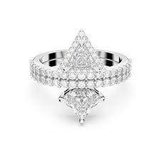 Ortyx ring Mixed cuts, White, Rhodium plated