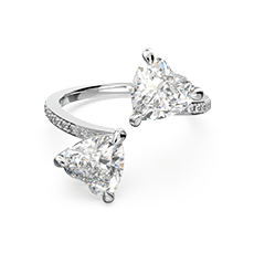 Attract Soul ring Heart, White, Rhodium plated