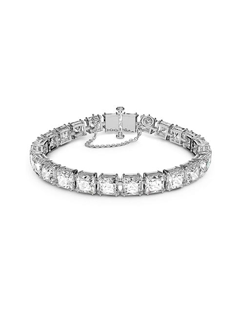 Millenia bracelet, Square cut, White, Rhodium plated