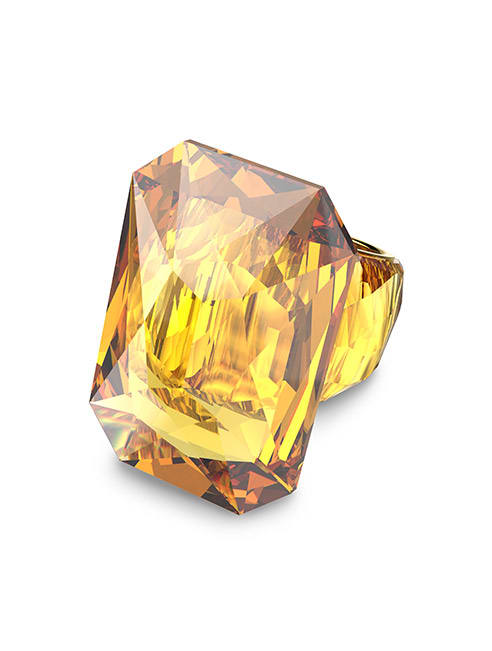 Lucent cocktail ring, oversized crystal, yellow