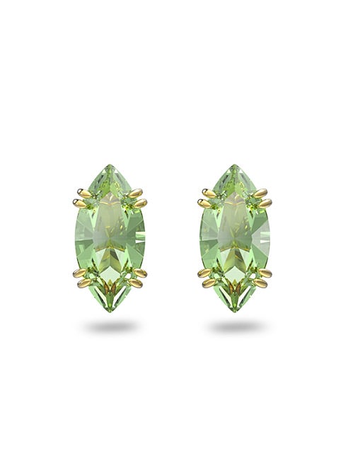 Gema stud earrings, Green, Gold-tone plated